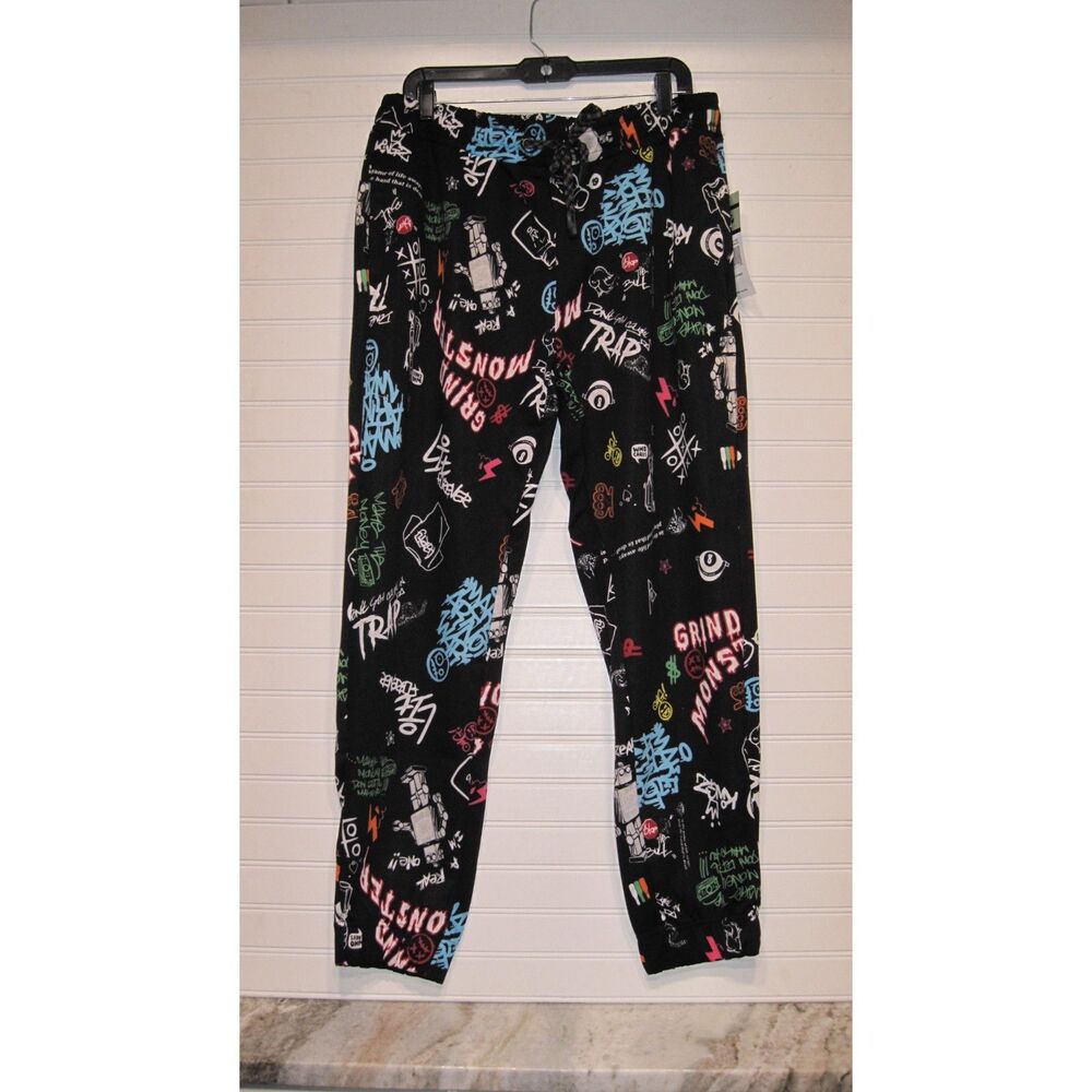 Fresh Prints of Bel-Air Black/Multi Color Joggers Size M NWT
